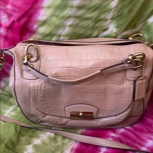 Beautiful Tan Crocodile leather coach purse